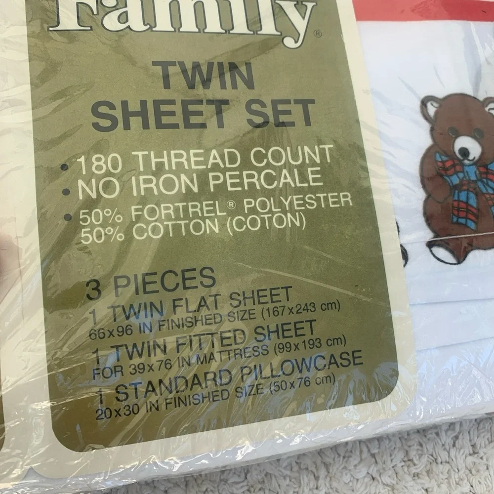 Vintage Cannon Royal Family Twin Sheet Set 3 Piece Bear Print